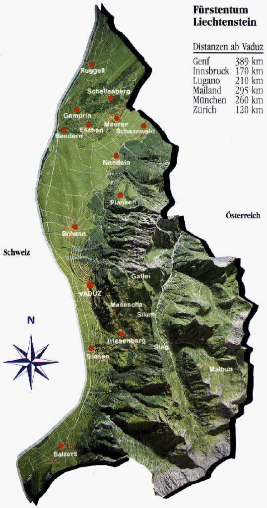 Liechtenstein Tourist karte